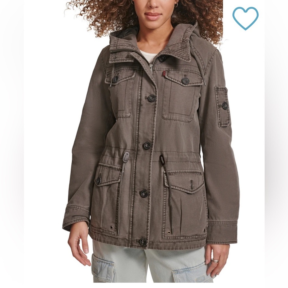 Levi's Women's Hooded Military Jacket in Gray. Size Small. Worn Once. - Picture 2 of 11